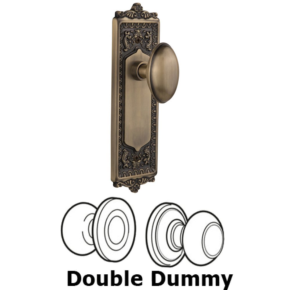 Double Dummy Set Without Keyhole - Egg & Dart Plate with Homestead Knob in Antique Brass
