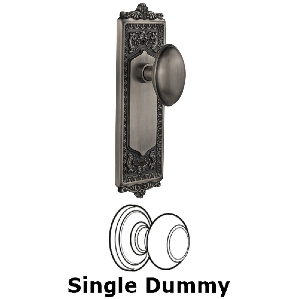 Single Dummy Knob Without Keyhole - Egg & Dart Plate with Homestead Knob in Antique Pewter