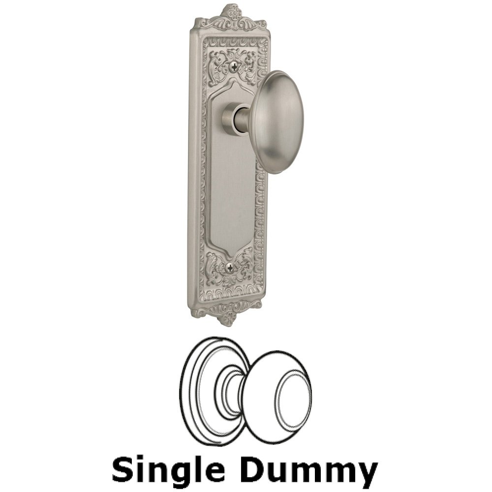 Single Dummy Knob Without Keyhole - Egg & Dart Plate with Homestead Knob in Satin Nickel