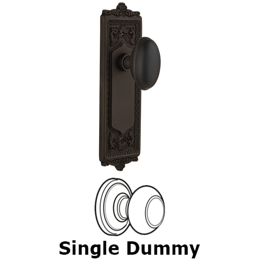 Single Dummy Knob Without Keyhole - Egg & Dart Plate with Homestead Knob in Oil Rubbed Bronze