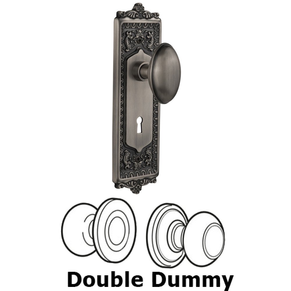 Double Dummy Set With Keyhole - Egg & Dart Plate with Homestead Knob in Antique Pewter
