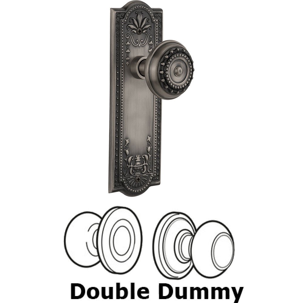 Double Dummy Knob - Meadows Plate with Meadows Door Knob in Antique Pewter