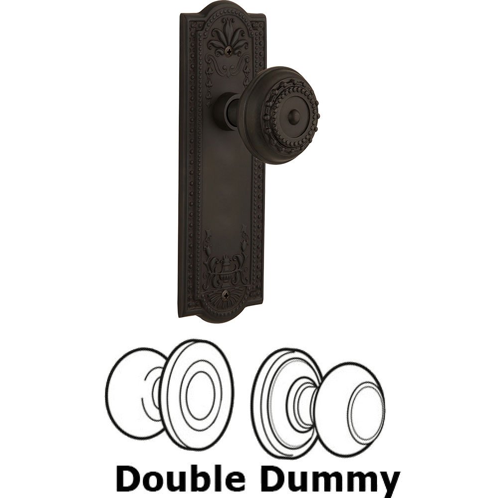 Double Dummy Knob - Meadows Plate with Meadows Door Knob in Oil-rubbed Bronze