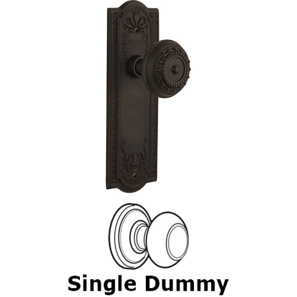 Single Dummy Knob - Meadows Plate with Meadows Door Knob in Oil-rubbed Bronze
