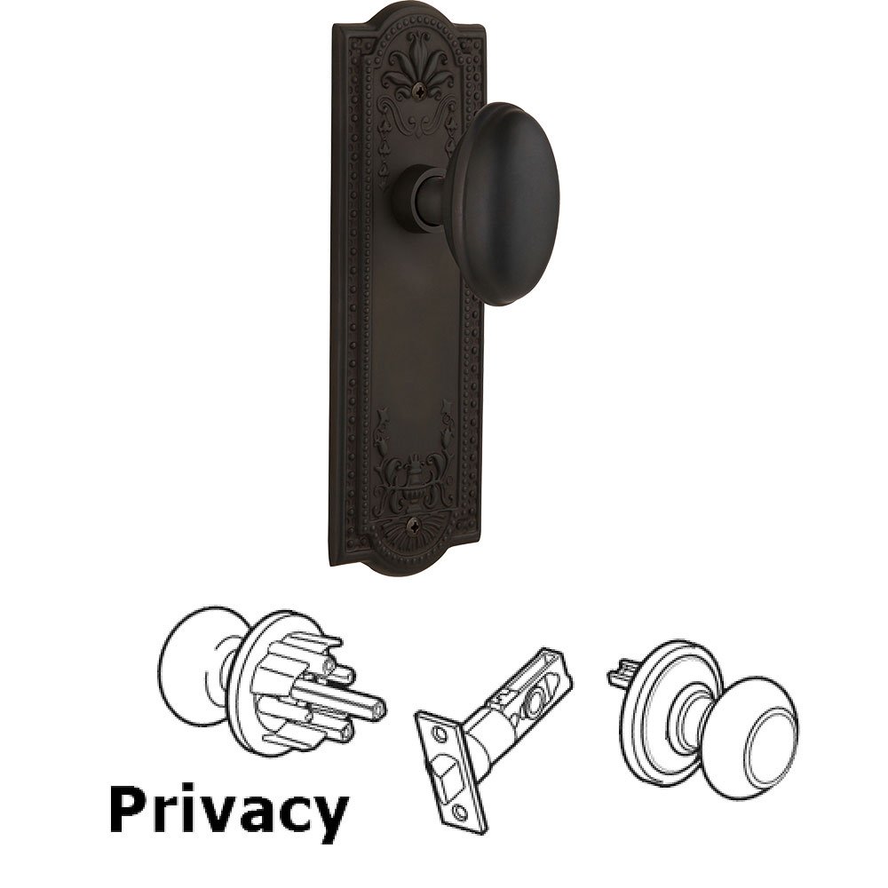 Privacy Knob - Meadows Plate with Homestead Door Knob in Oil Rubbed Bronze