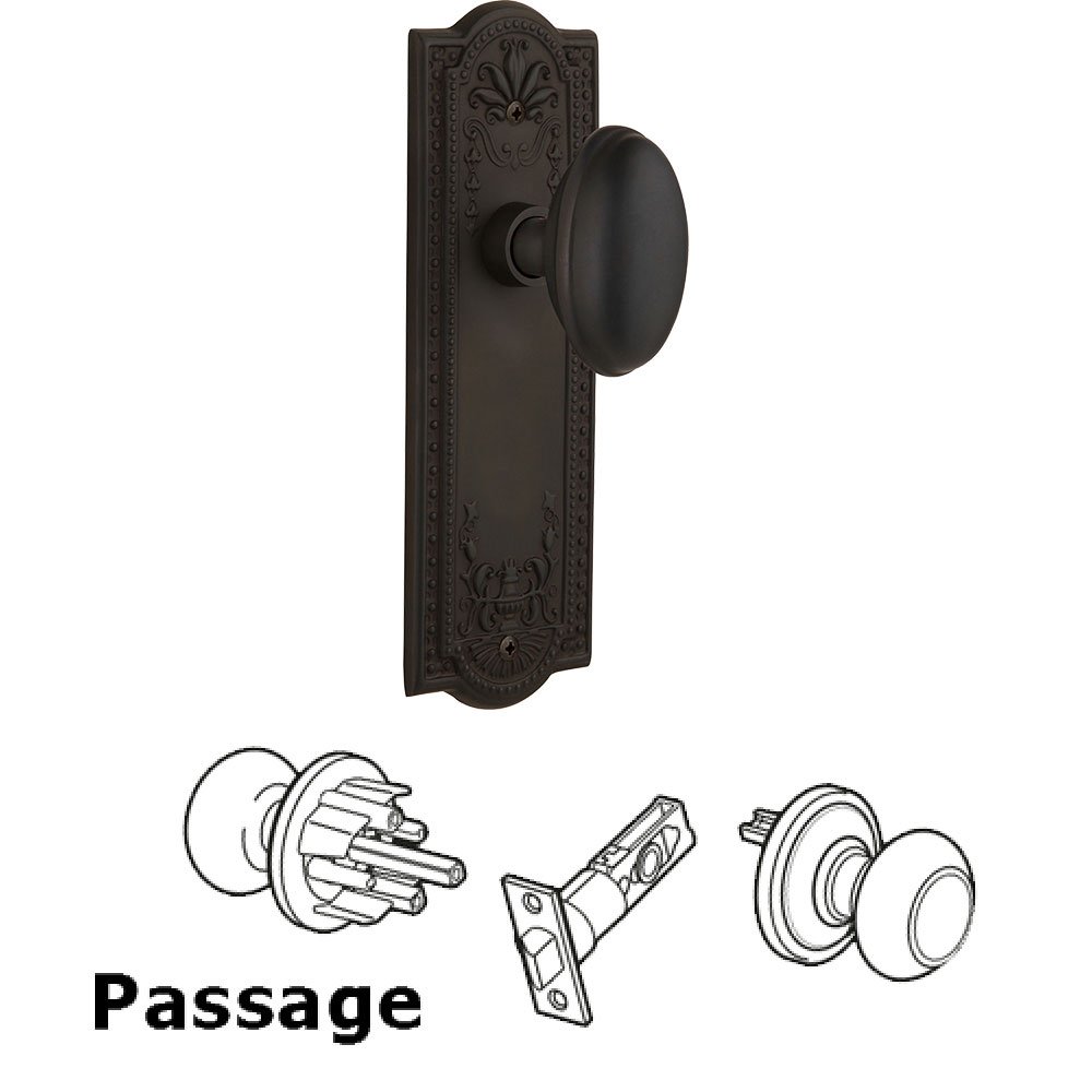 Passage Knob - Meadows Plate with Homestead Door Knob in Oil Rubbed Bronze