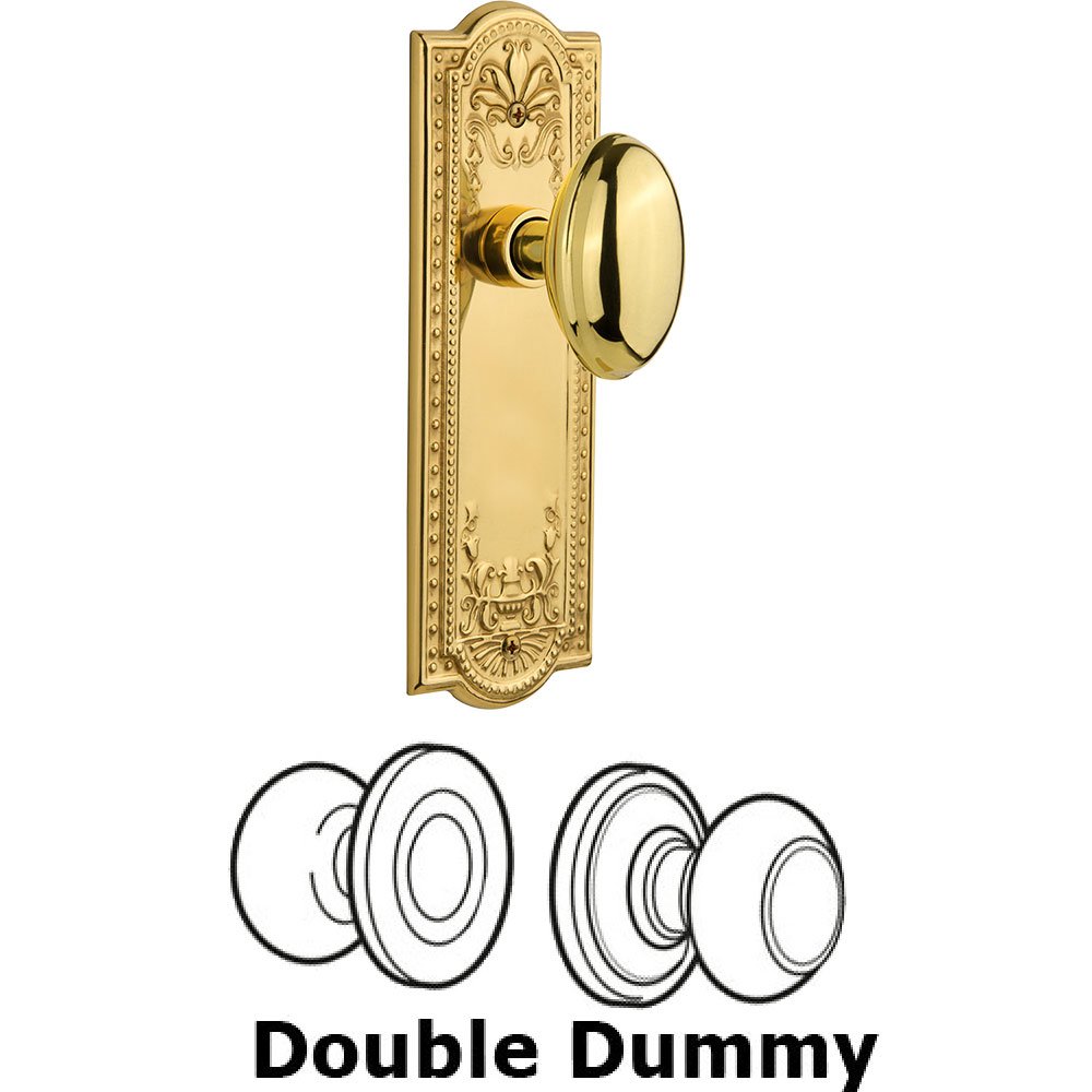 Double Dummy Knob - Meadows Plate with Homestead Door Knob in Polished Brass