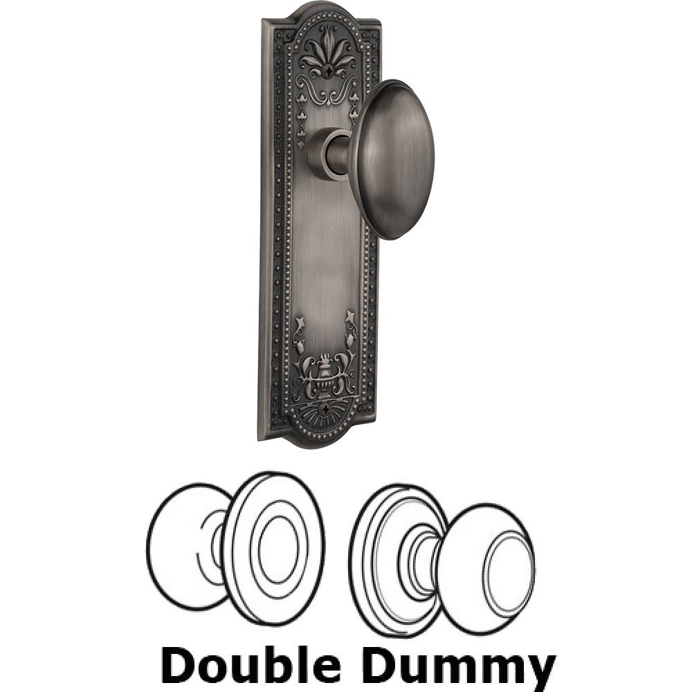 Double Dummy Knob - Meadows Plate with Homestead Door Knob in Antique Pewter