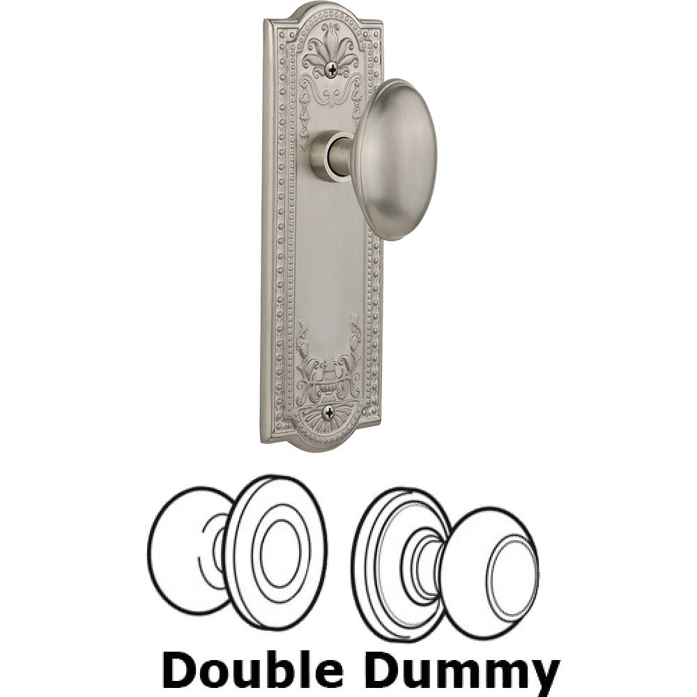 Double Dummy Knob - Meadows Plate with Homestead Door Knob in Satin Nickel