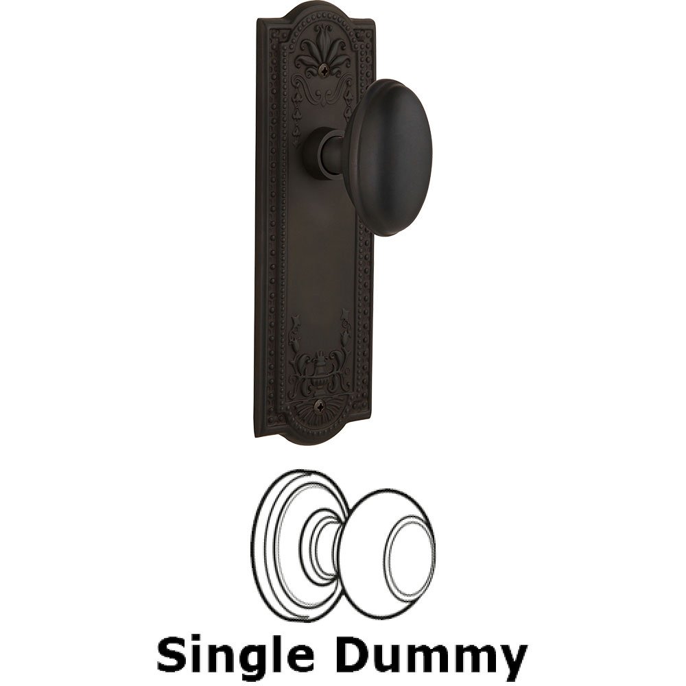 Single Dummy Knob - Meadows Plate with Homestead Door Knob in Oil Rubbed Bronze