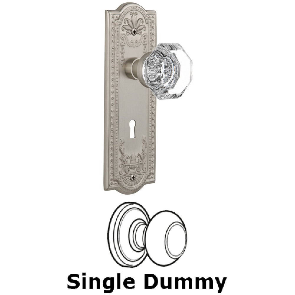 Single Dummy Knob With Keyhole - Meadows Plate with Waldorf Knob in Satin Nickel