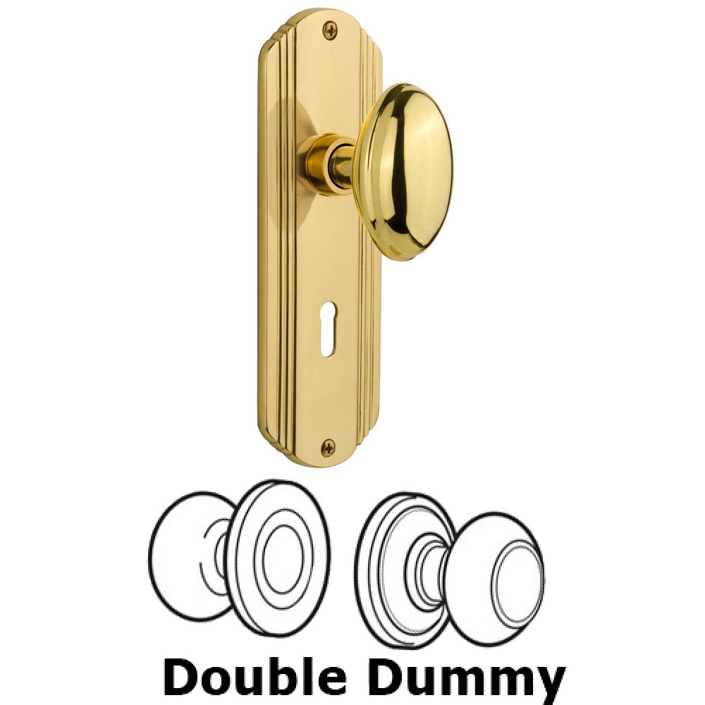 Double Dummy Set With Keyhole - Deco Plate with Homestead Knob in Polished Brass