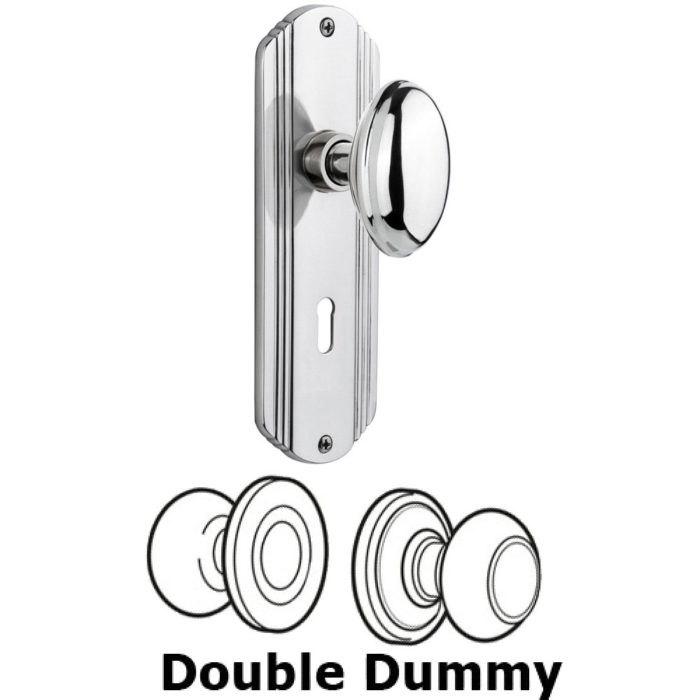 Double Dummy Set With Keyhole - Deco Plate with Homestead Knob in Bright Chrome