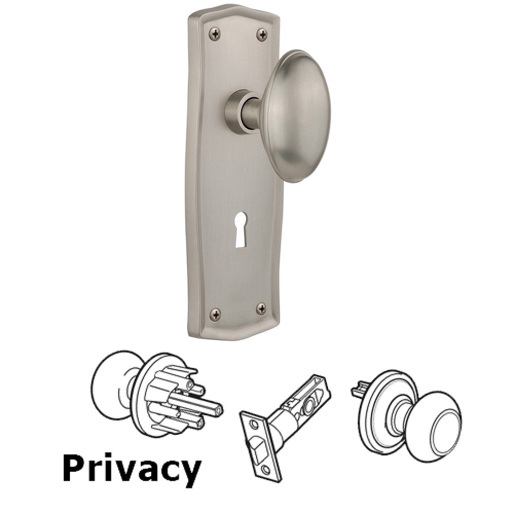 Privacy Prairie Plate with Keyhole and Homestead Door Knob in Satin Nickel