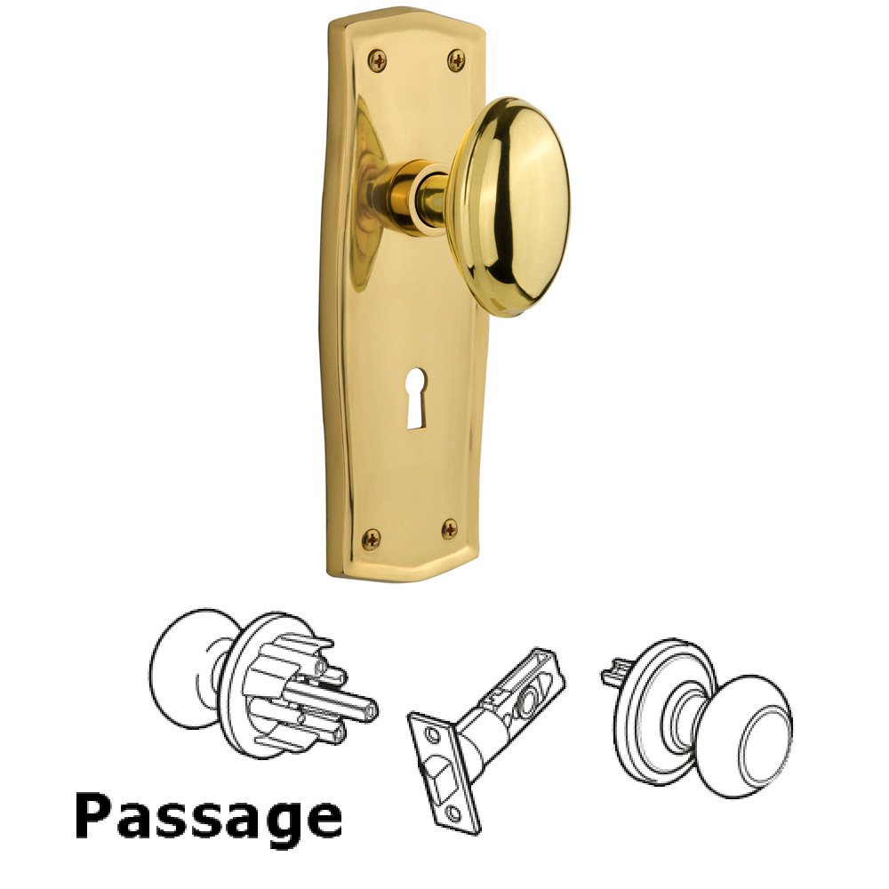 Passage Prairie Plate with Keyhole and Homestead Door Knob in Polished Brass
