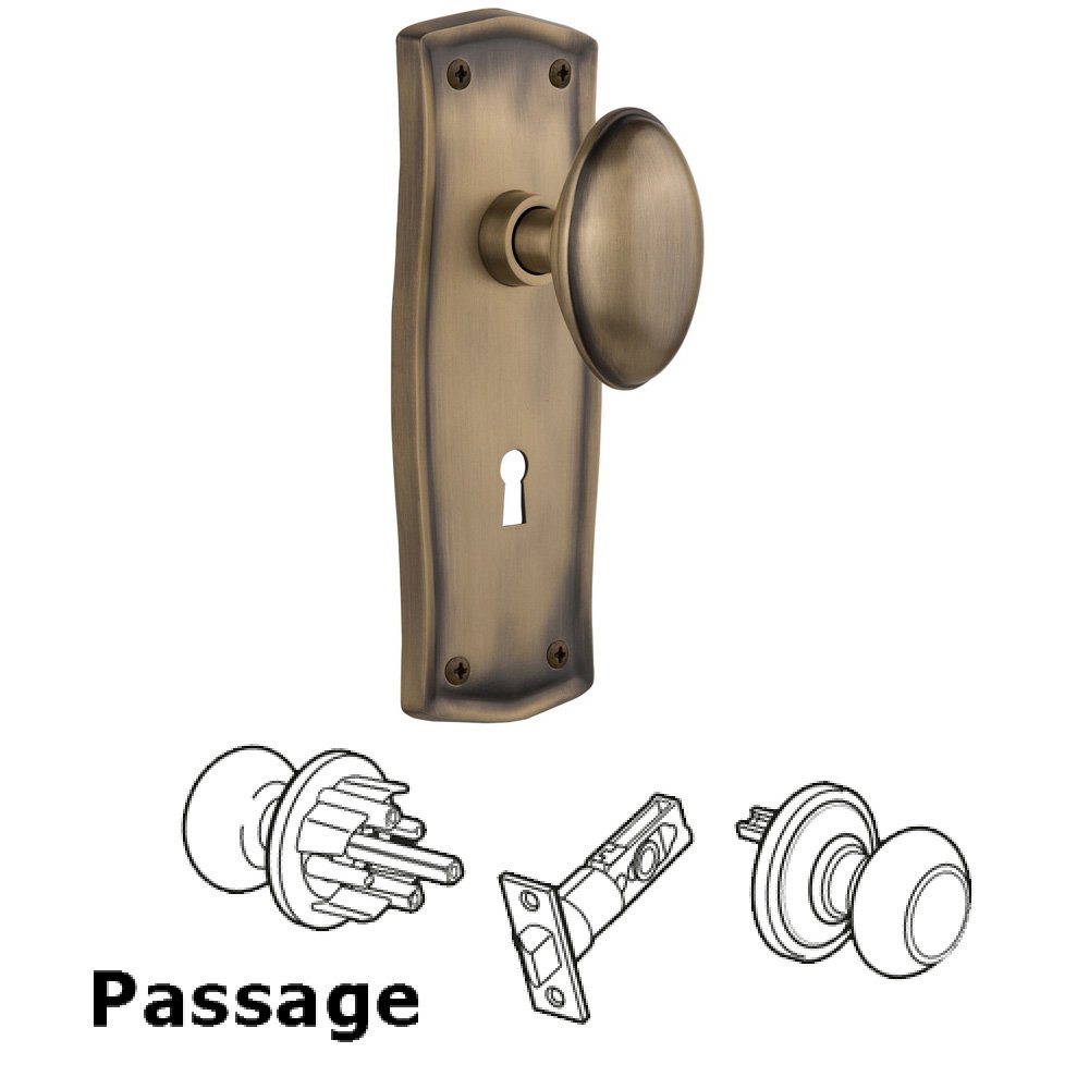 Passage Prairie Plate with Keyhole and Homestead Door Knob in Antique Brass