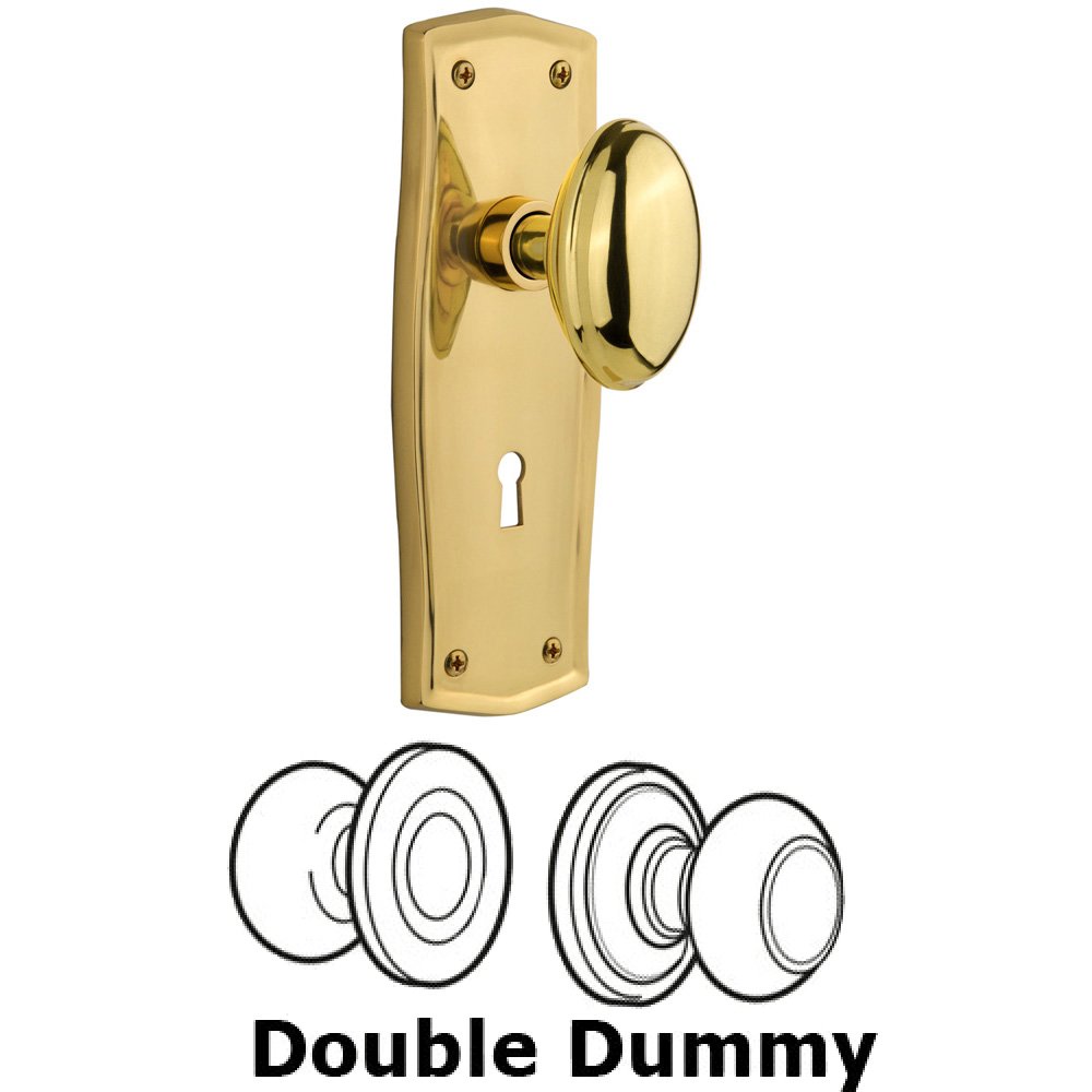 Double Dummy Set With Keyhole - Prairie Plate with Homestead Knob in Polished Brass