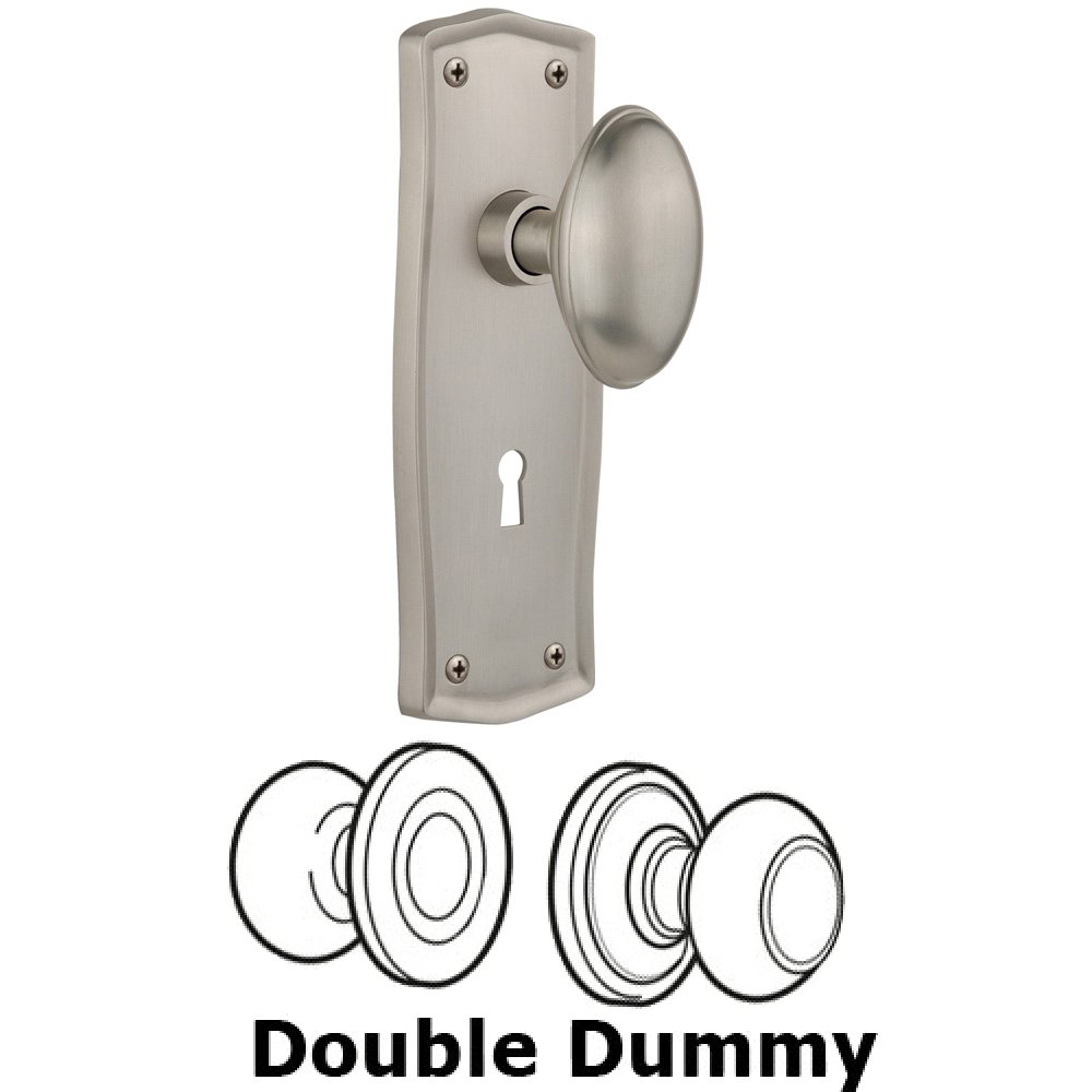 Double Dummy Set With Keyhole - Prairie Plate with Homestead Knob in Satin Nickel
