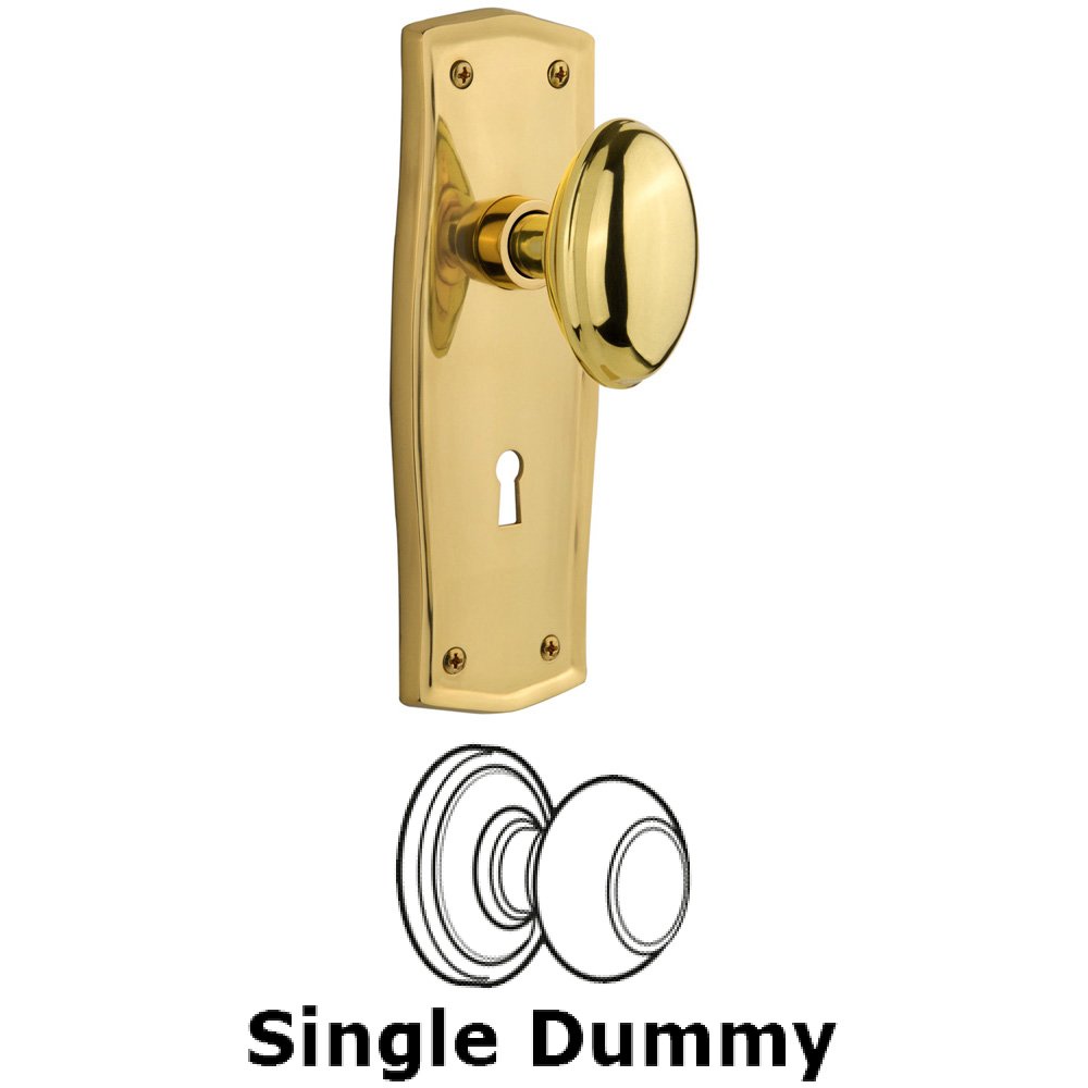 Single Dummy Knob With Keyhole - Prairie Plate with Homestead Knob in Polished Brass