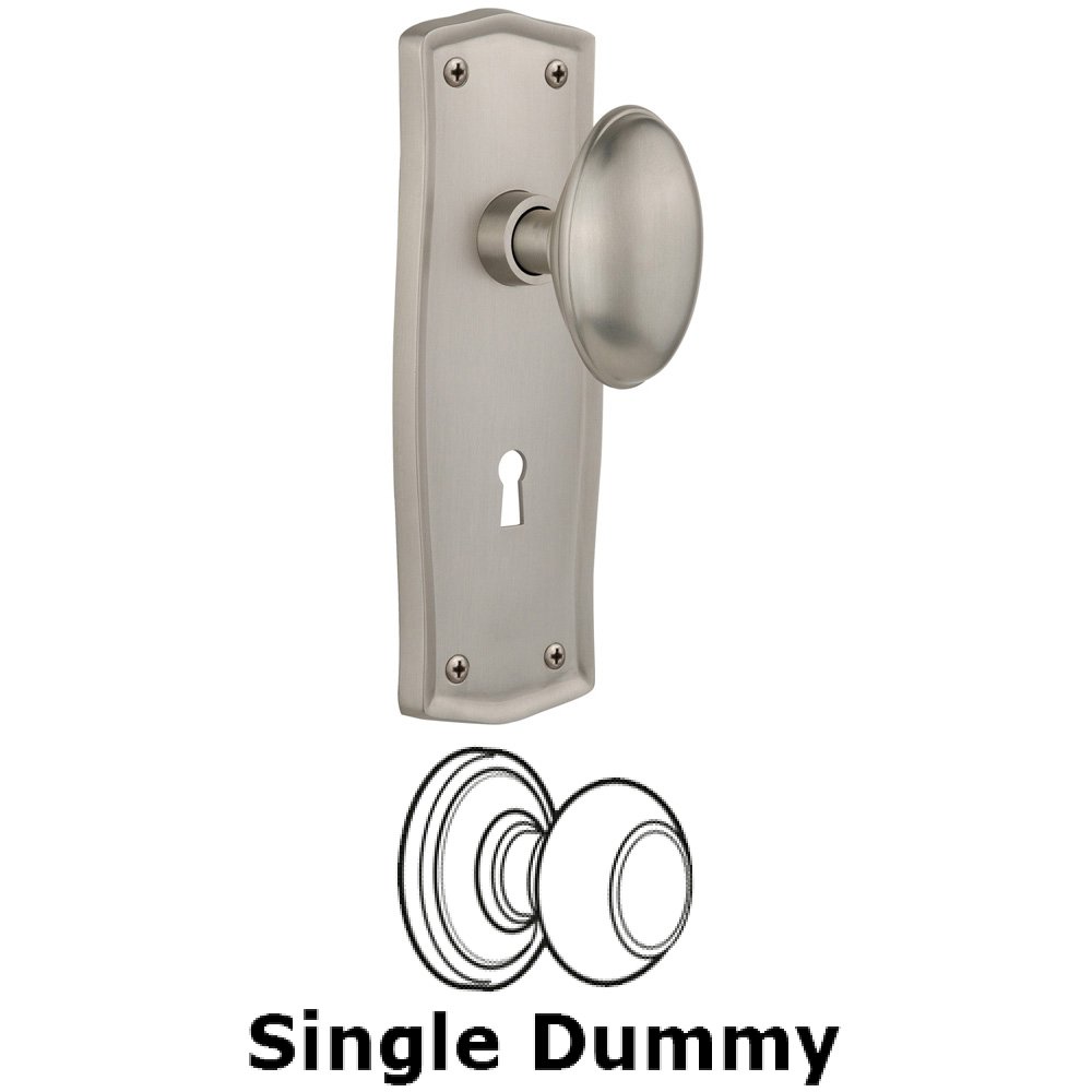 Single Dummy Knob With Keyhole - Prairie Plate with Homestead Knob in Satin Nickel