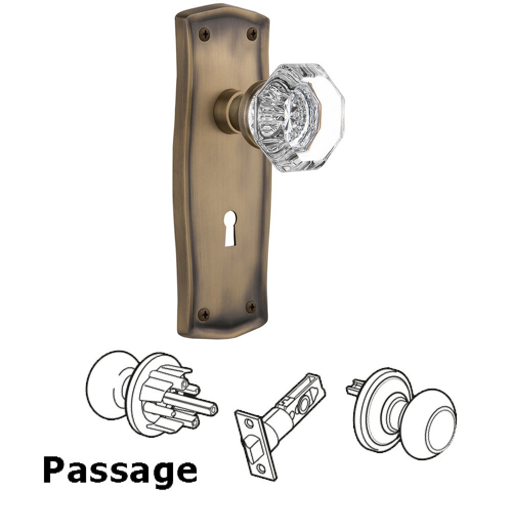 Passage Prairie Plate with Keyhole and Waldorf Door Knob in Antique Brass
