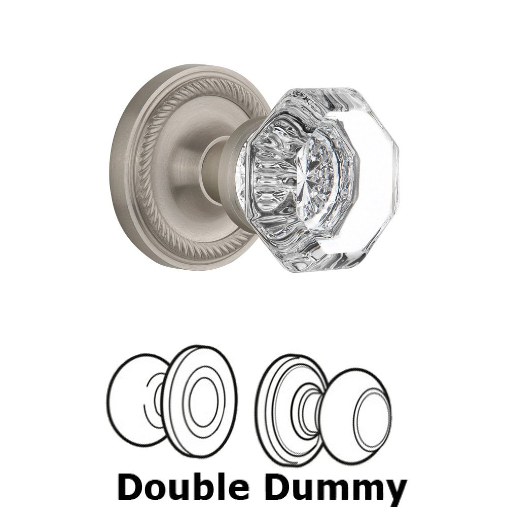 Double Dummy Set Without Keyhole - Rope Rosette with Waldorf Knob in Satin Nickel