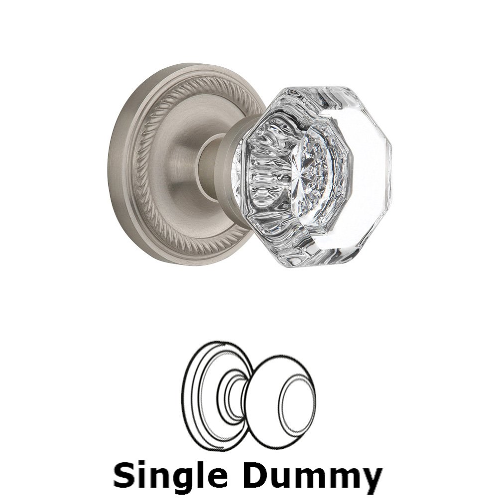 Single Dummy Knob Without Keyhole - Rope Rosette with Waldorf Knob in Satin Nickel