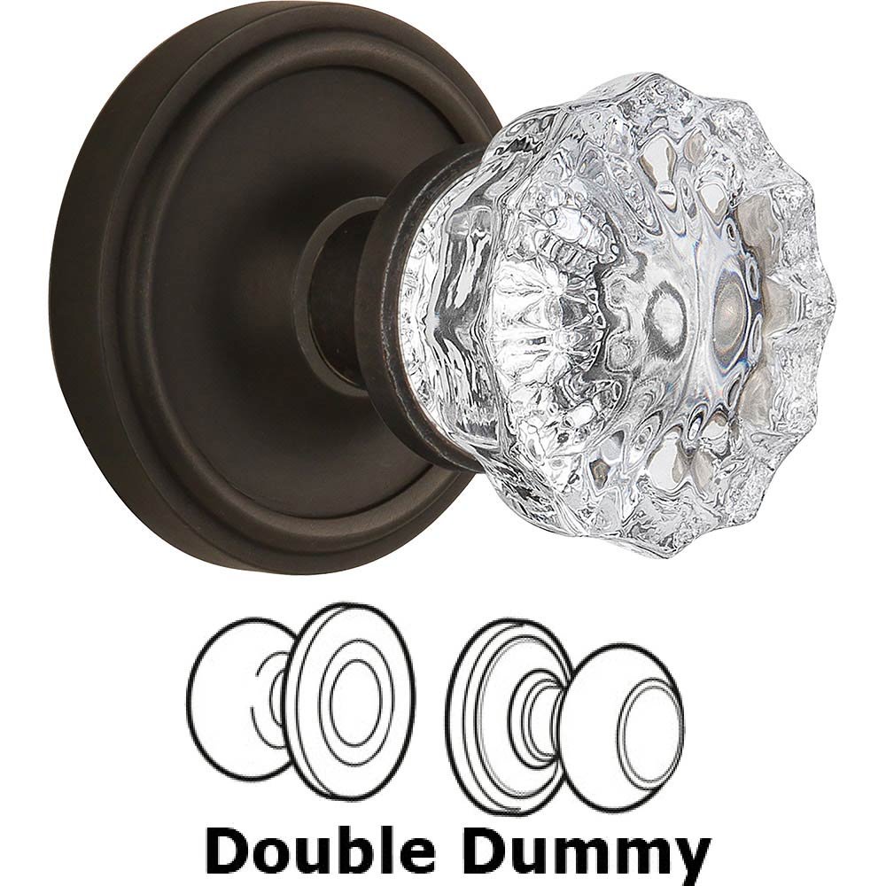 Double Dummy Classic Rose with Crystal Door Knob in Oil Rubbed Bronze