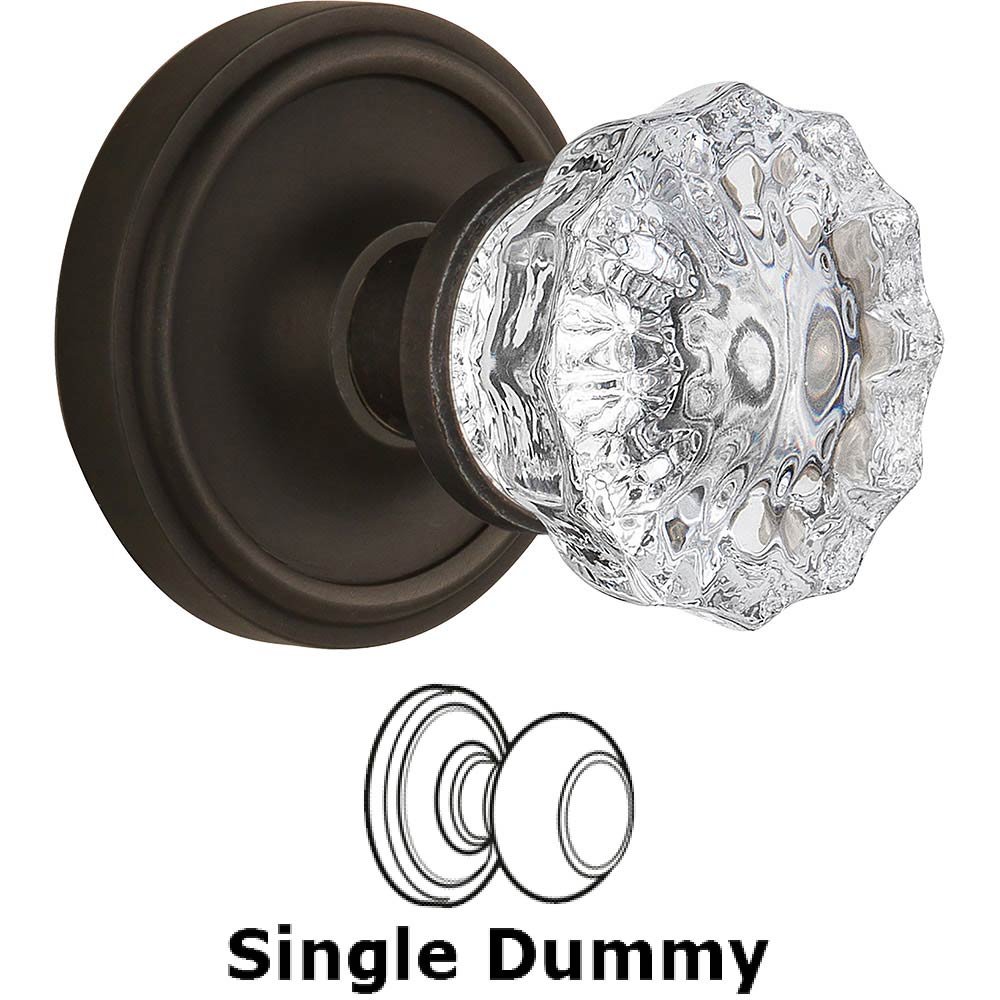 Single Dummy Classic Rose with Crystal Door Knob in Oil Rubbed Bronze