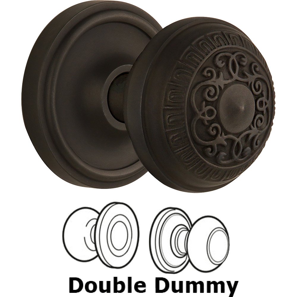 Double Dummy Classic Rosette with Egg & Dart Door Knob in Oil-rubbed Bronze