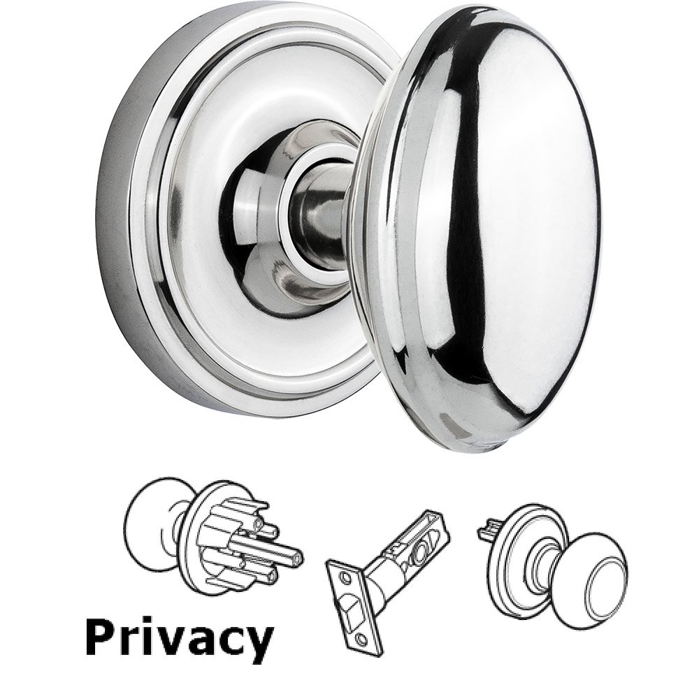 Privacy Knob - Classic Rose with Homestead Door Knob in Bright Chrome