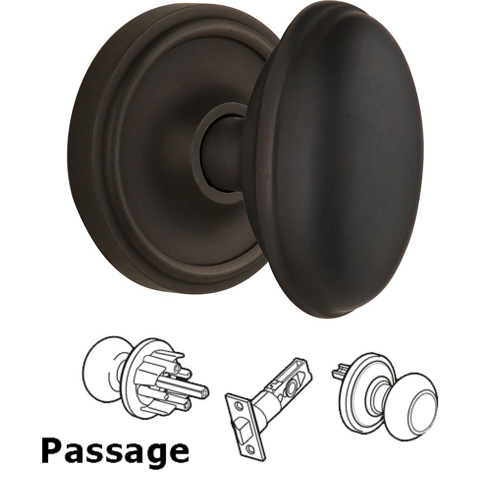 Passage Knob - Classic Rosette with Homestead Door Knob in Oil-rubbed Bronze