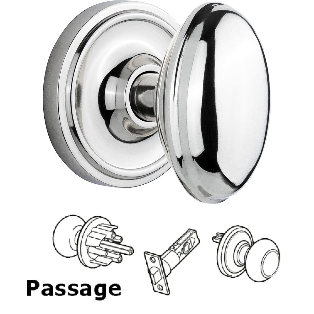 Passage Knob - Classic Rose with Homestead Door Knob in Bright Chrome