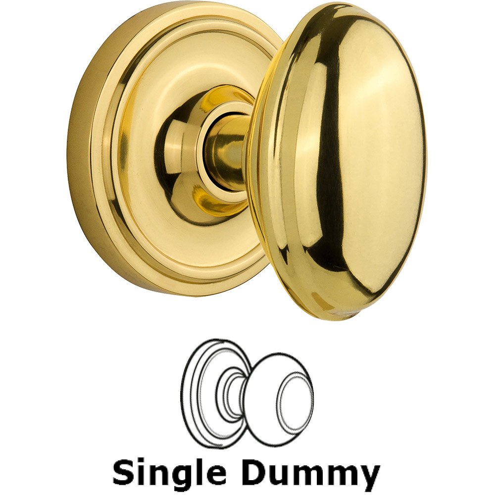 Single Dummy Classic Rose with Homestead Door Knob in Polished Brass