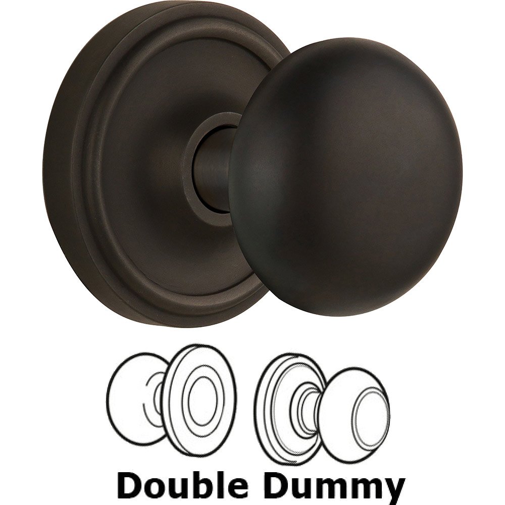 Double Dummy Classic Rose with New York Door Knob in Oil Rubbed Bronze