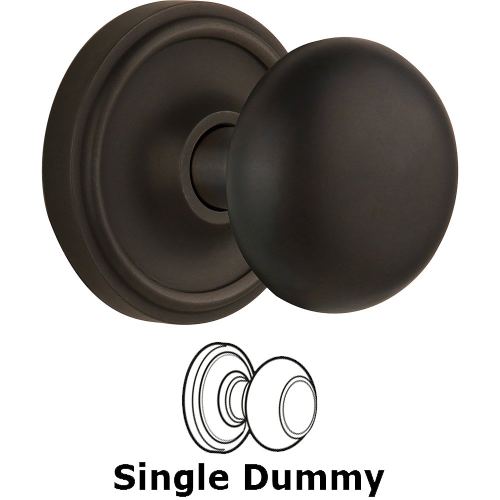 Single Dummy Classic Rose with New York Door Knob in Oil Rubbed Bronze