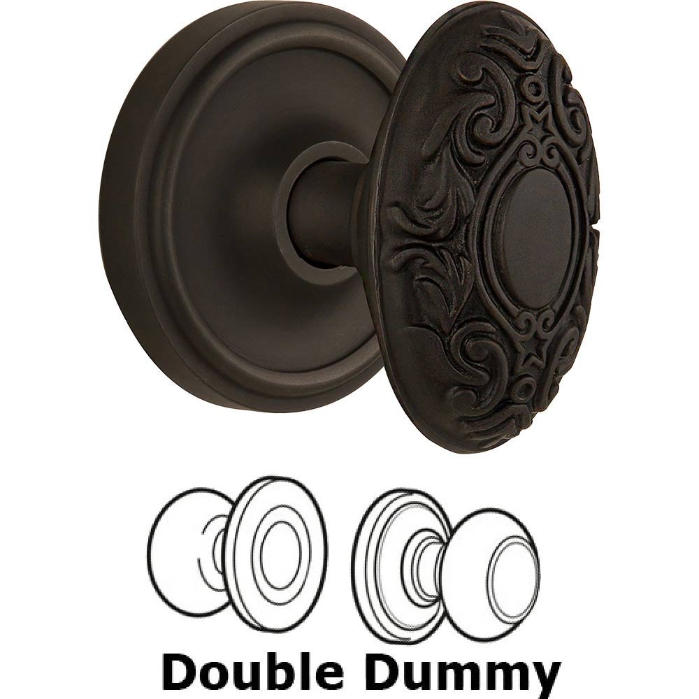 Double Dummy Classic Rosette with Victorian Door Knob in Oil-rubbed Bronze