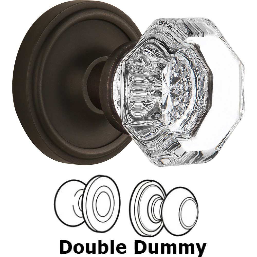 Double Dummy Classic Rosette with Waldorf Crystal Door Knob in Oil-rubbed Bronze