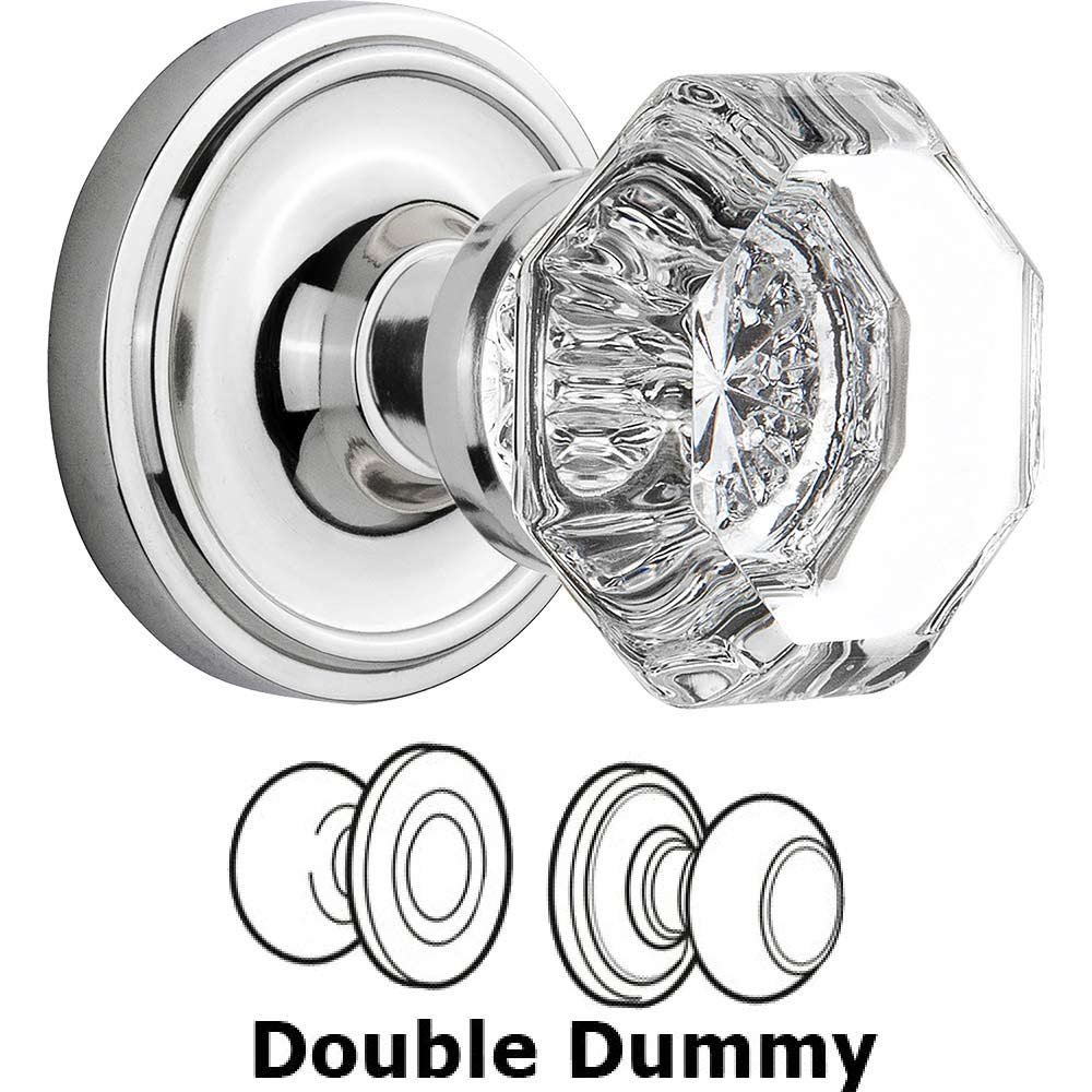 Double Dummy Classic Rose with Waldorf Crystal Door Knob in Bright Chrome