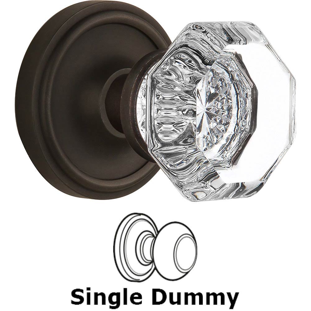 Single Dummy Classic Rosette with Waldorf Crystal Door Knob in Oil-rubbed Bronze