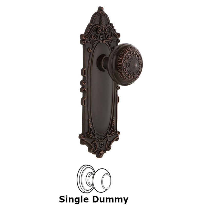 Single Dummy - Victorian Plate with Egg & Dart Door Knob in Timeless Bronze