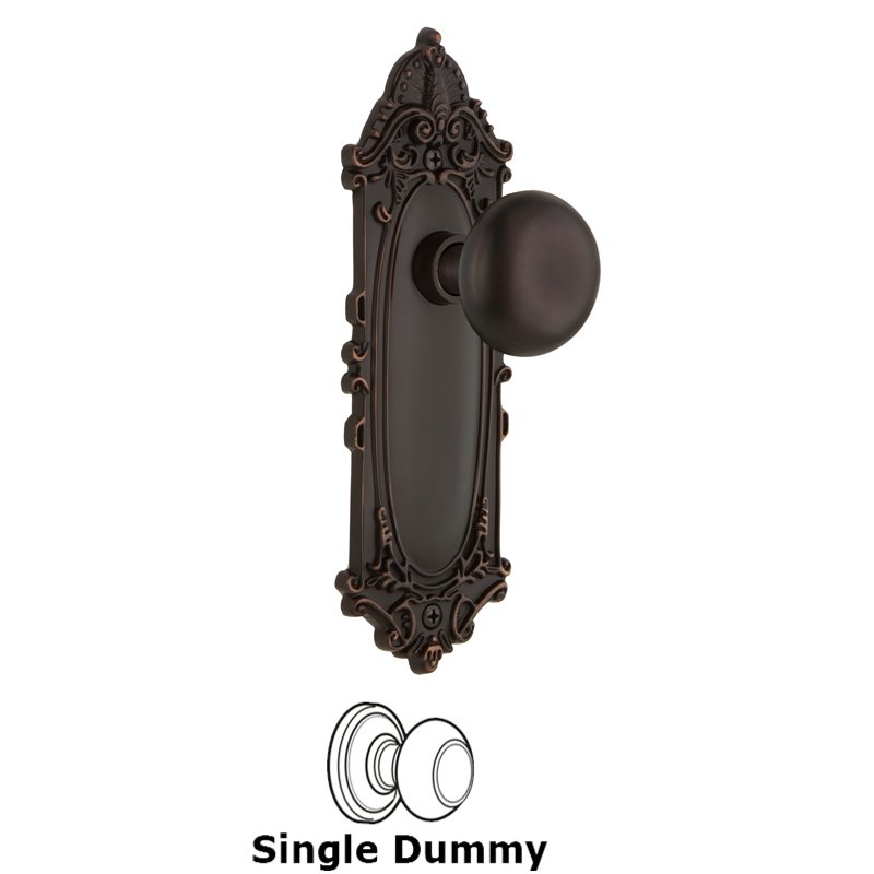 Single Dummy - Victorian Plate with New York Door Knobs in Timeless Bronze