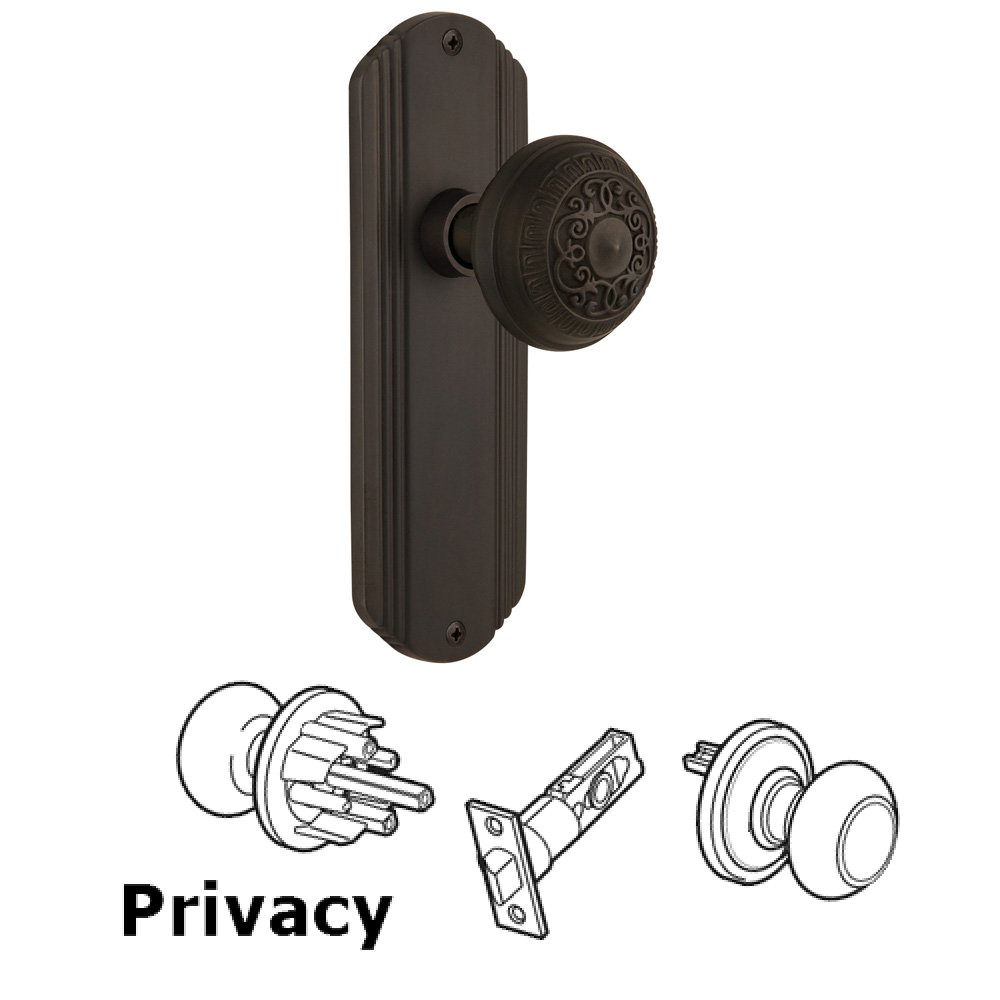 Complete Privacy Set Without Keyhole - Deco Plate with Egg & Dart Knob in Oil Rubbed Bronze