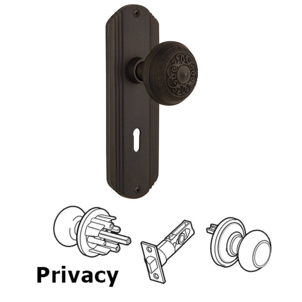 Complete Privacy Set With Keyhole - Deco Plate with Egg & Dart Knob in Oil Rubbed Bronze