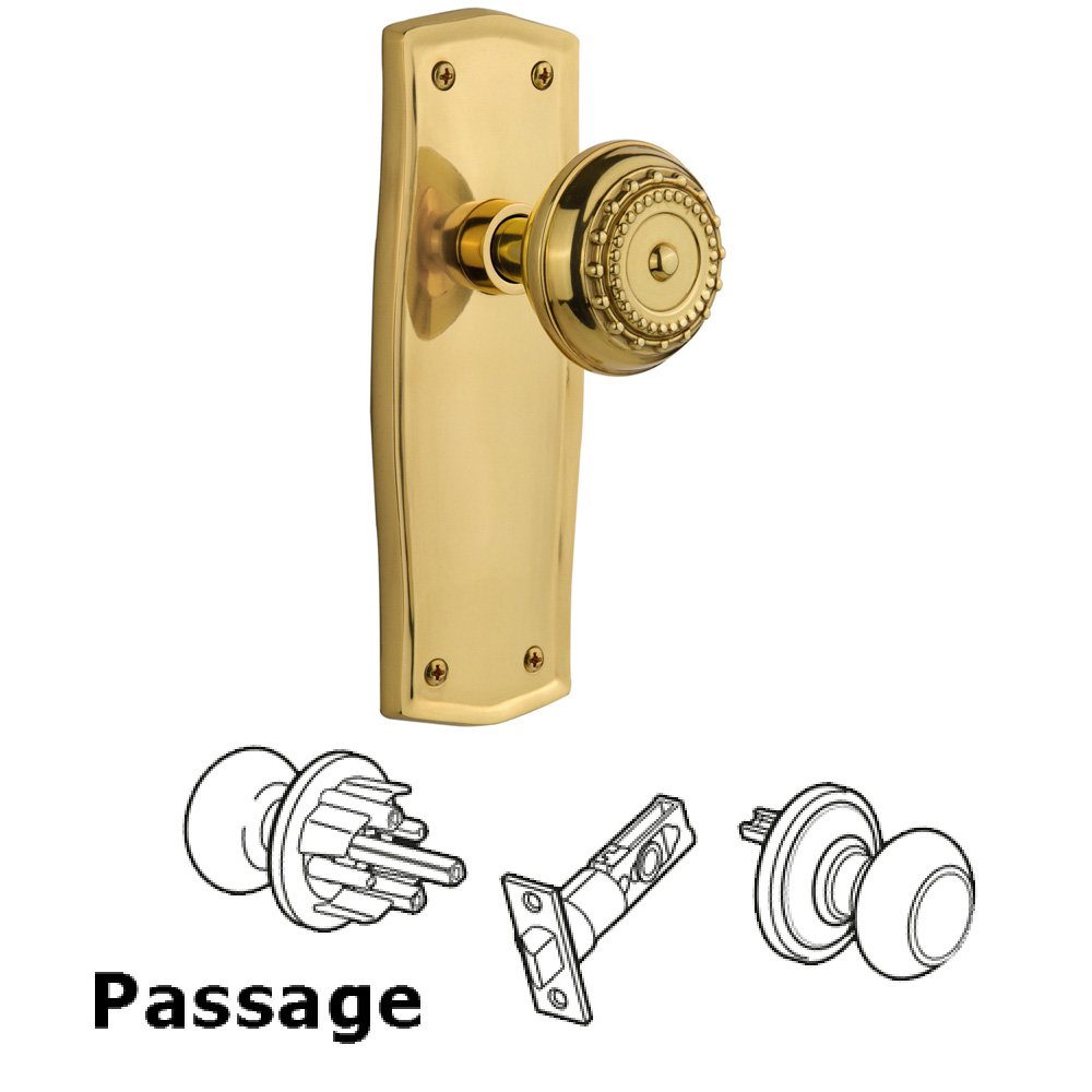 Passage Prairie Plate with Meadows Door Knob in Unlacquered Brass