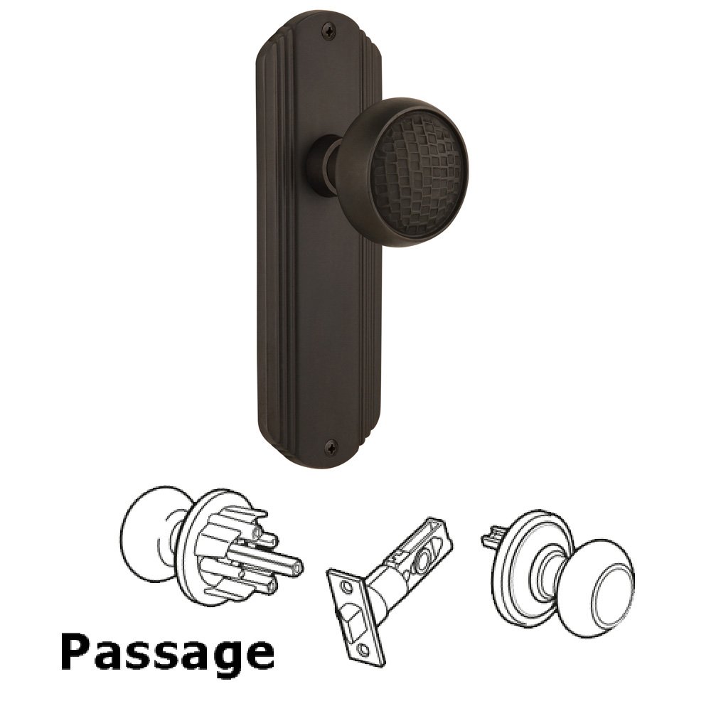 Complete Passage Set Without Keyhole - Deco Plate with Craftsman Knob in Oil Rubbed Bronze