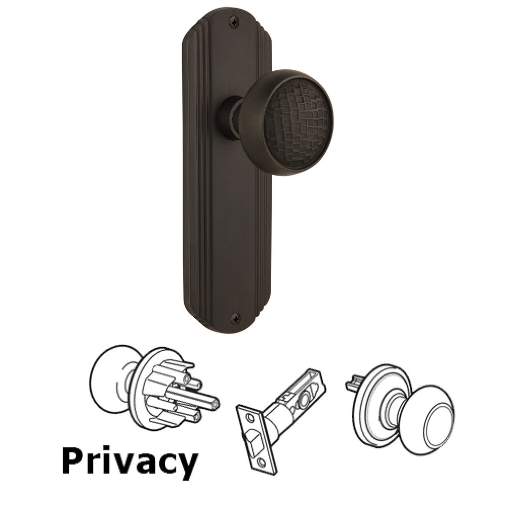 Privacy Deco Plate with Craftsman Door Knob in Oil-Rubbed Bronze