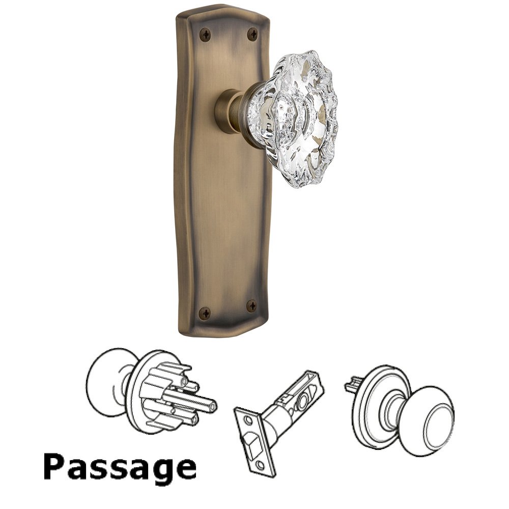 Passage Prairie Plate with Chateau Door Knob in Antique Brass
