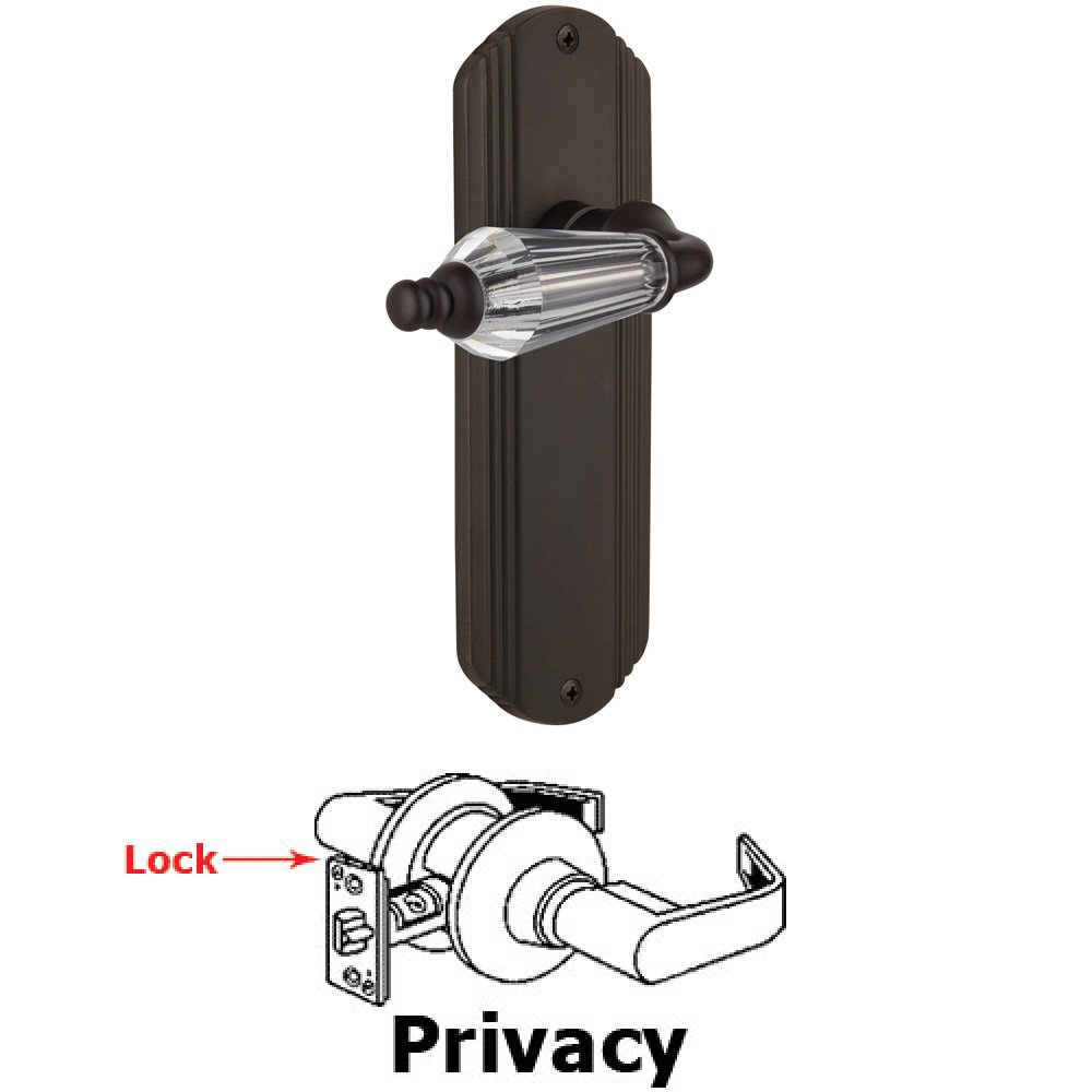 Complete Privacy Set Without Keyhole - Deco Plate with Parlor Lever in Oil Rubbed Bronze