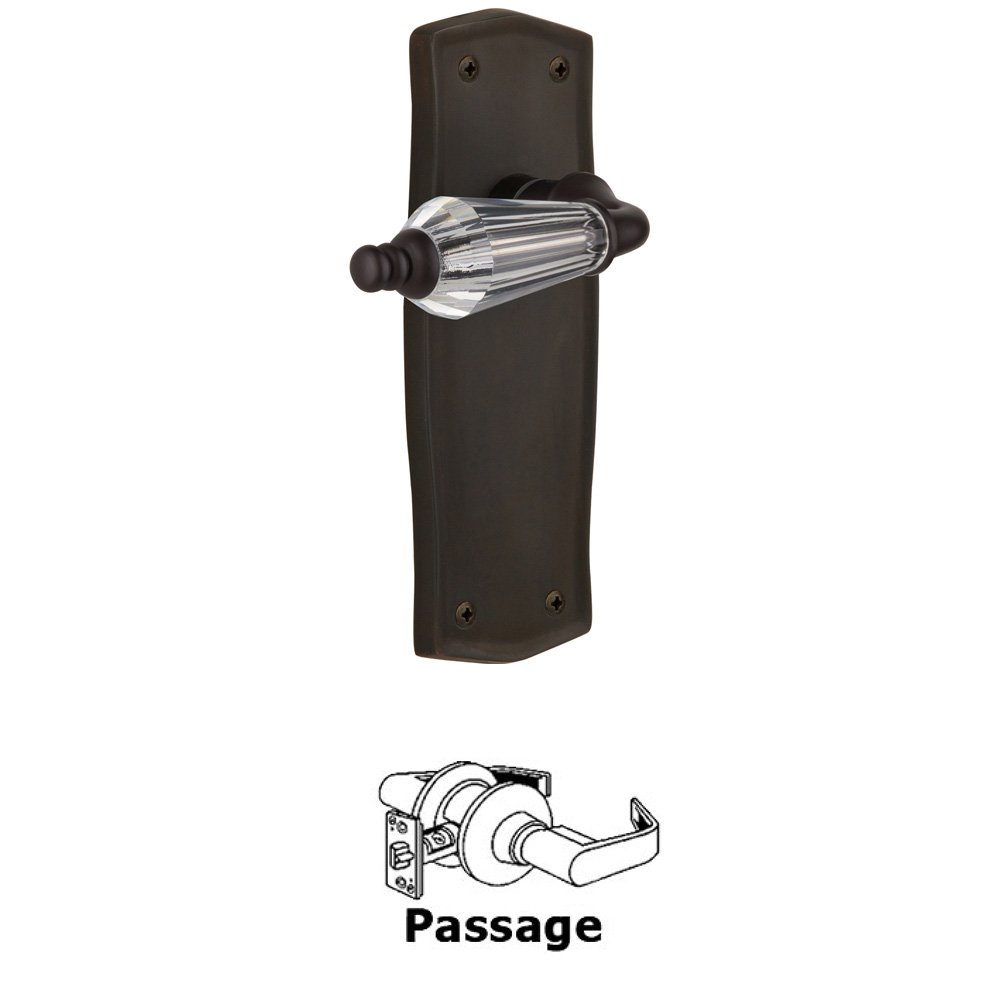 Complete Passage Set Without Keyhole - Prairie Plate with Parlor Lever in Oil Rubbed Bronze